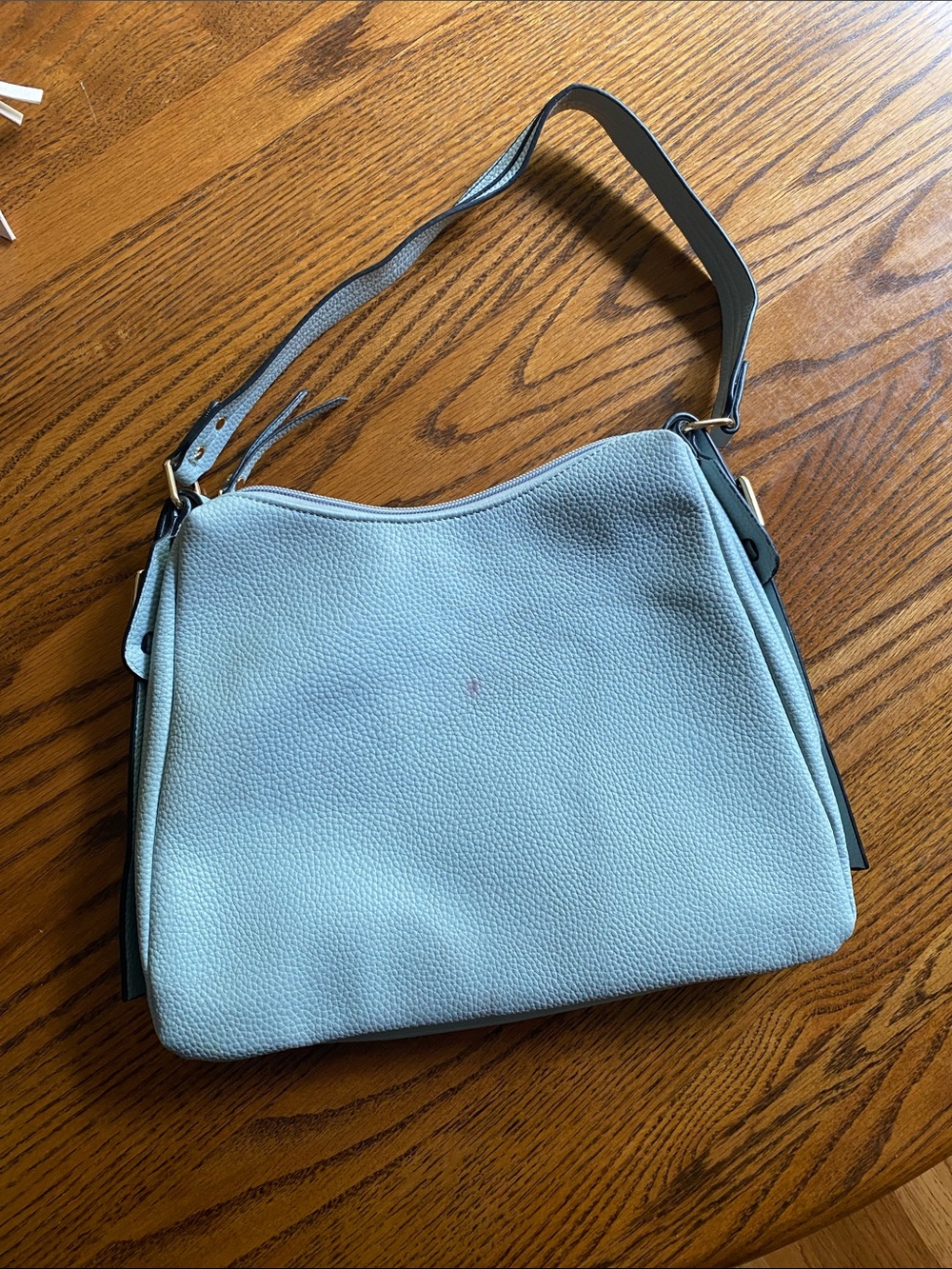 Women's Light Blue Leather Shoulder Bag